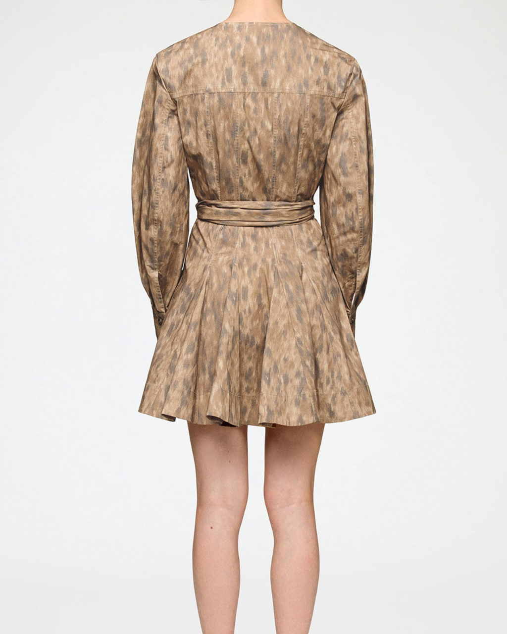 Ganni Printed Stretch Cotton Mini Shirt Dress - Burro