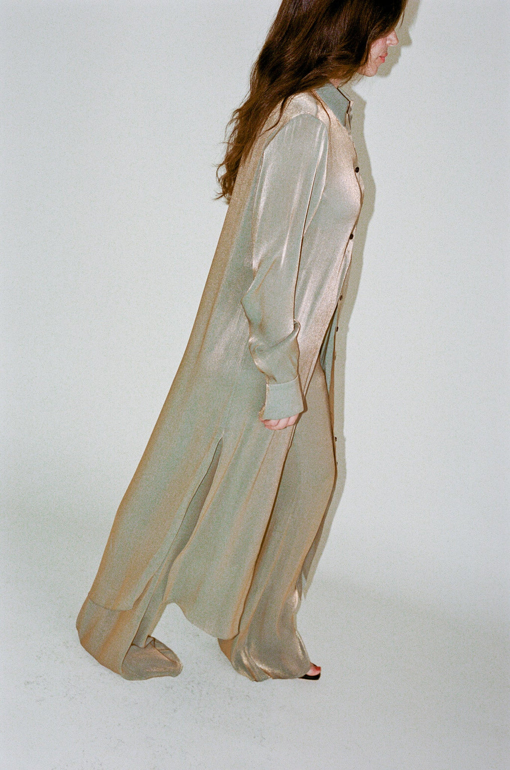 PRISCAVera Relaxed Button Down Dress - Olive Oil