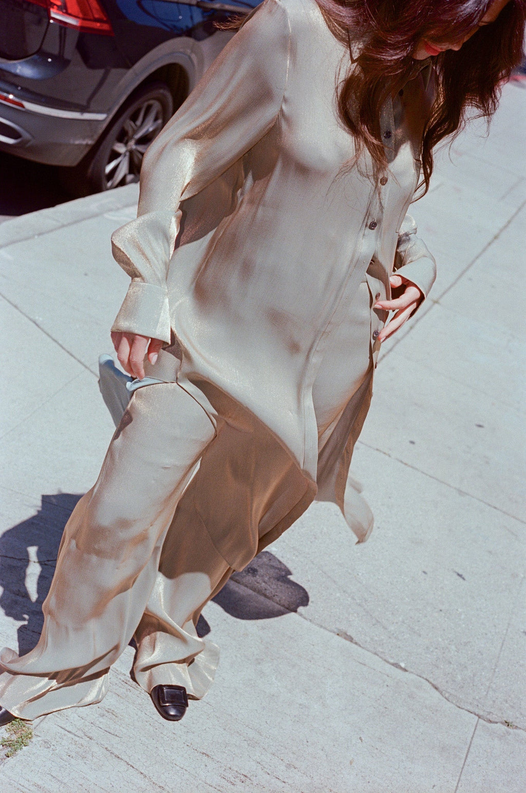 PRISCAVera Relaxed Button Down Dress - Olive Oil