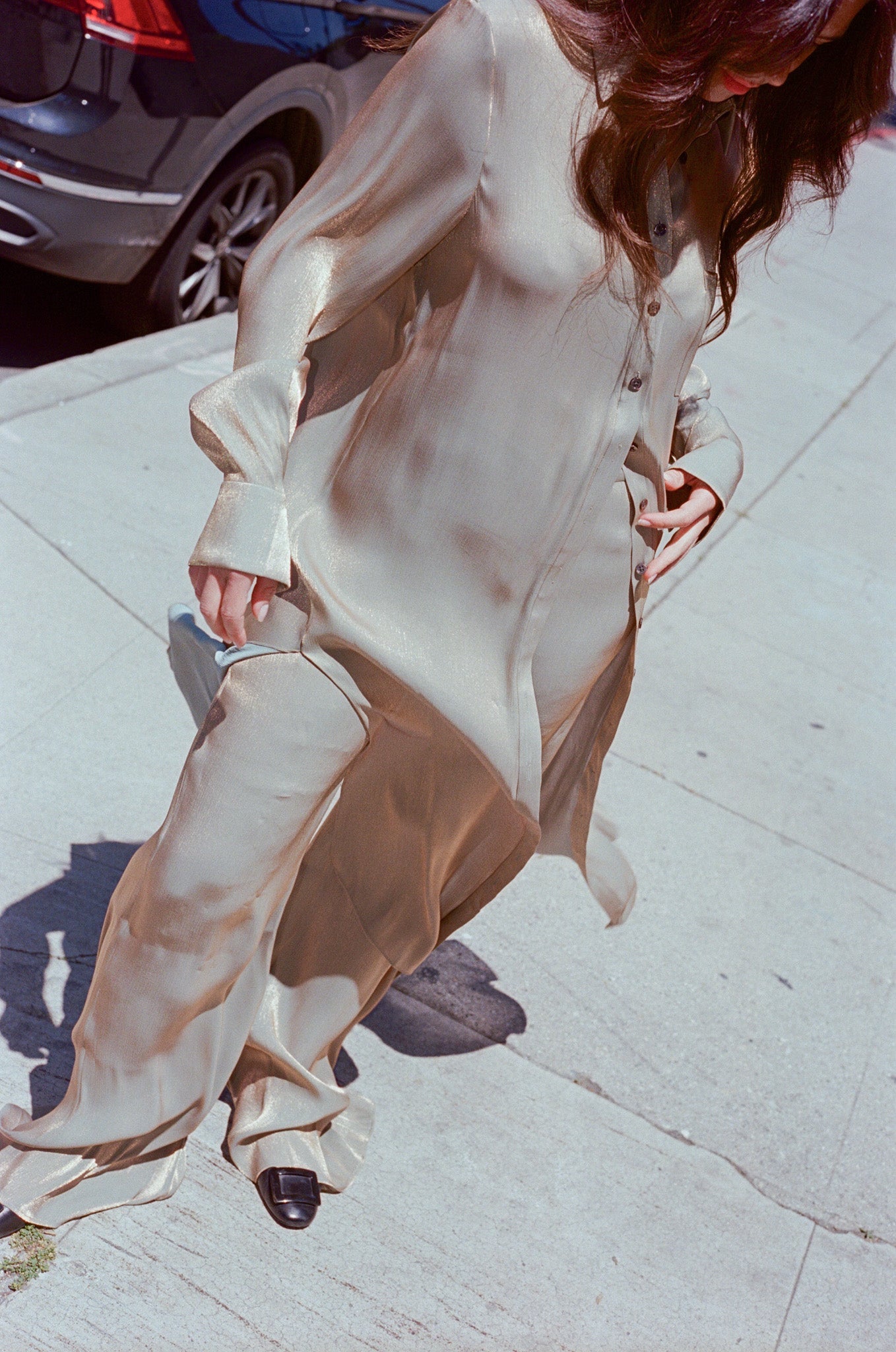 PRISCAVera Relaxed Button Down Dress - Olive Oil