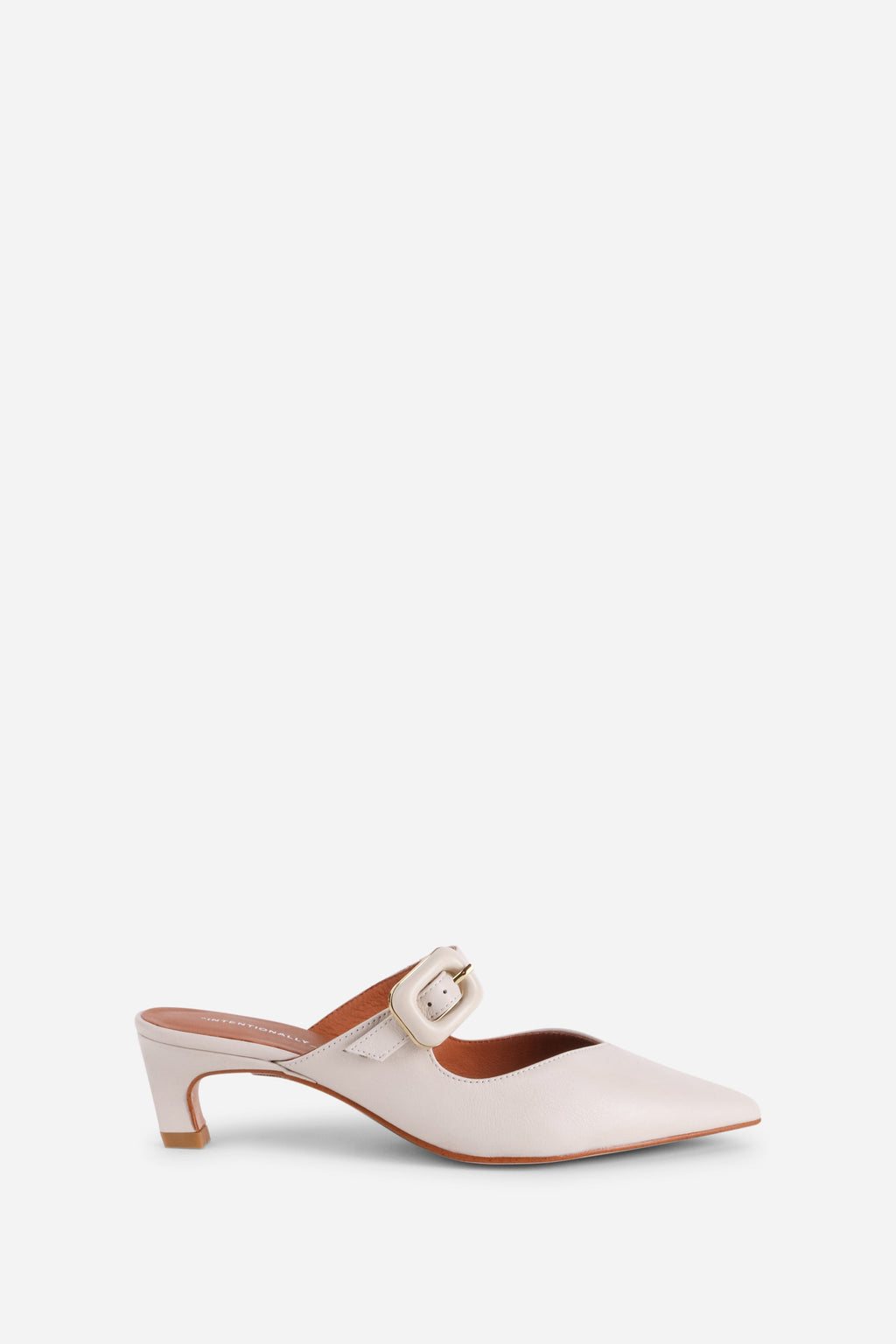 "INTENTIONALLY __________." Promo Mule Heel - Cream