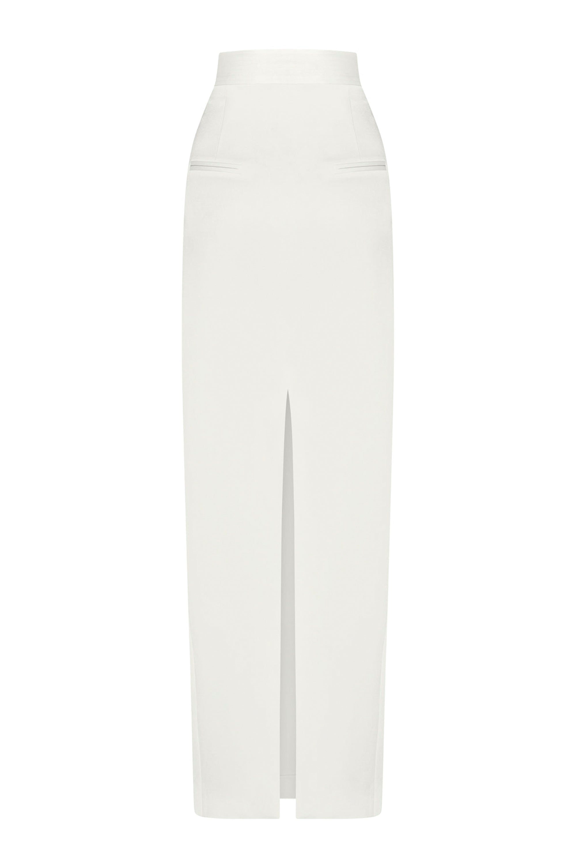 ALEX PERRY Pure White Slit Long Skirt