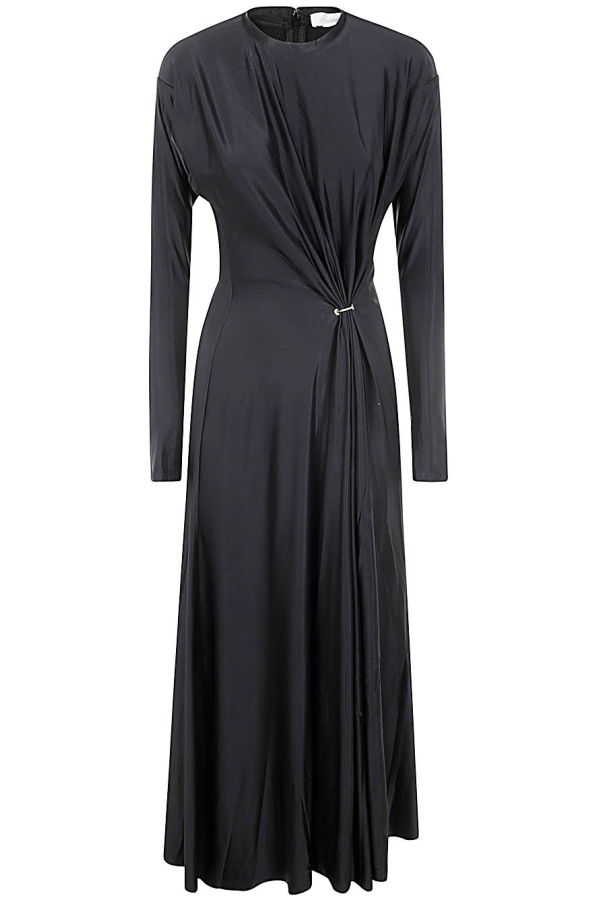 Rabanne Crewneck Gathered Dress - Black