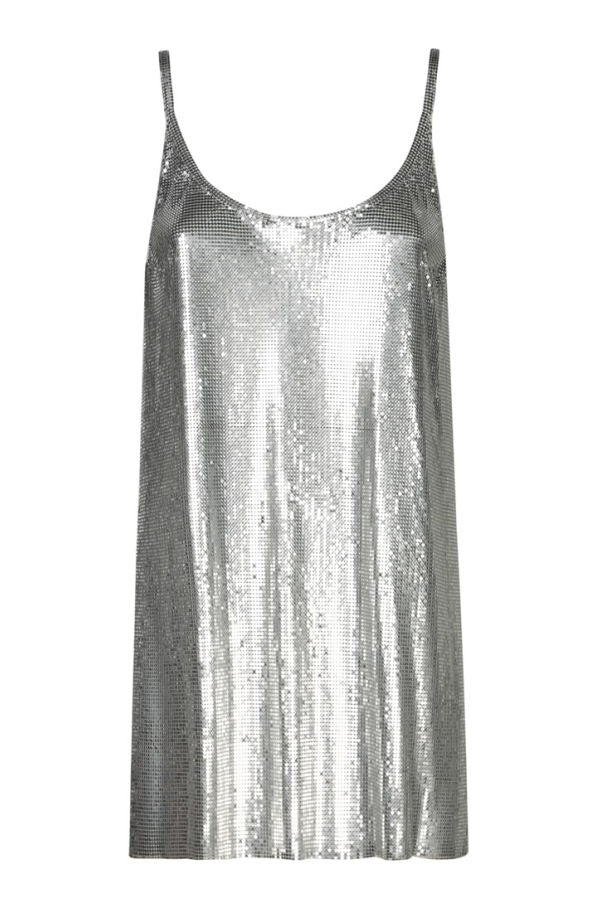 Rabanne Paco Rabanne Metallic Sleeveless Top With Spaghetti Straps And Chainmail Top - Metallic