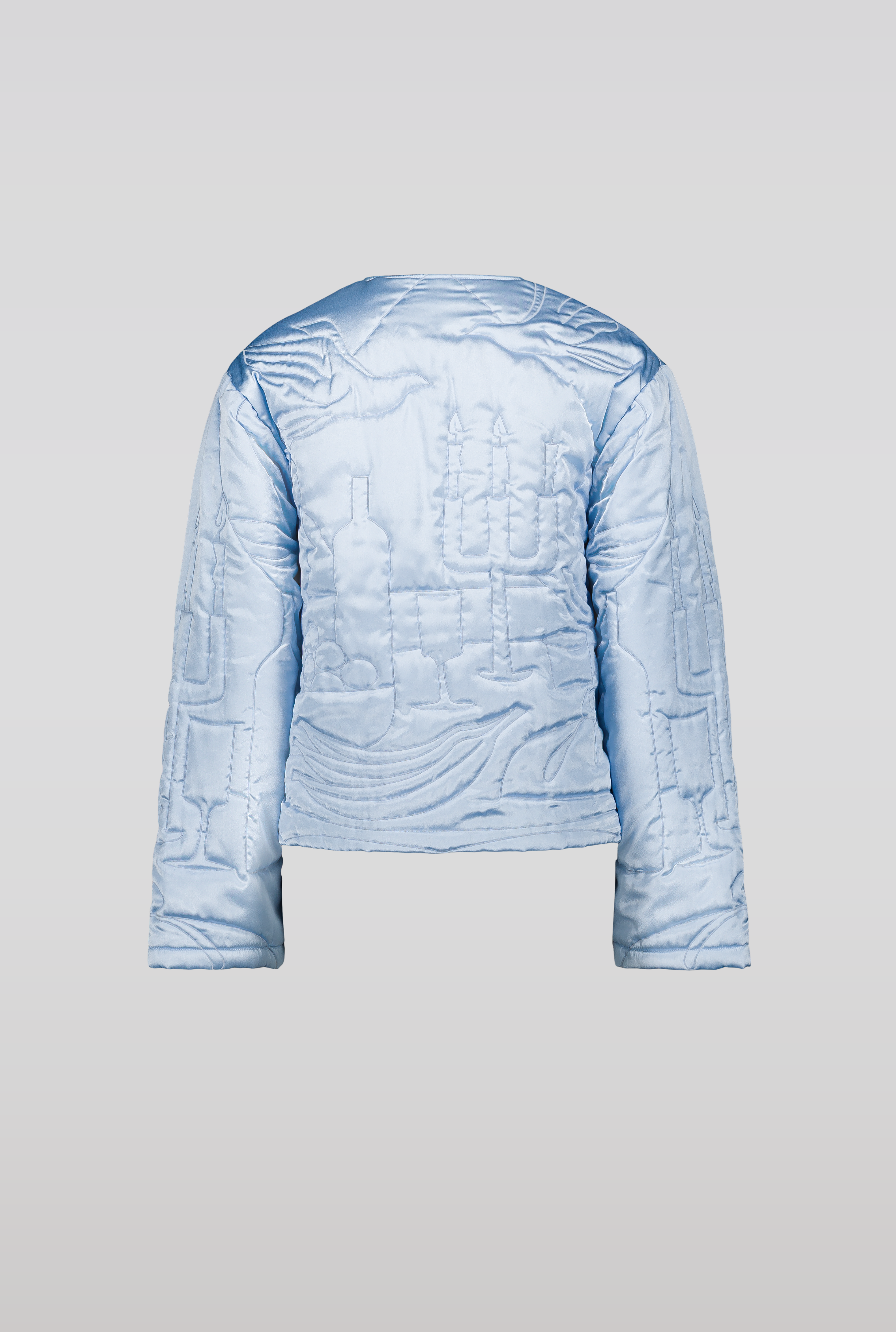 SAEMDI Padded Embroidery Jacket - Baby Blue