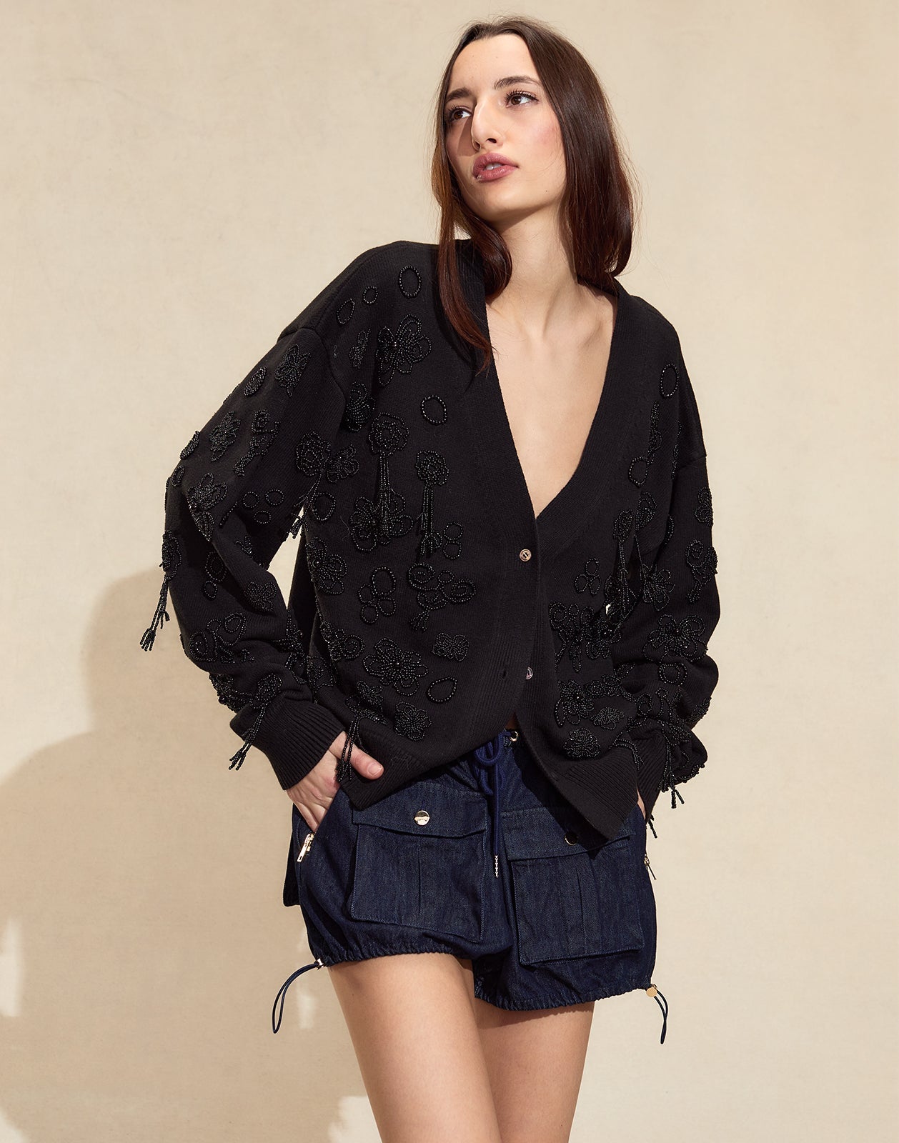 Cynthia Rowley Paloma Boyfriend Cardigan - Black