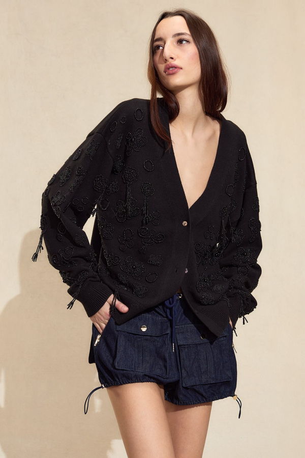 Cynthia Rowley Paloma Boyfriend Cardigan - Black