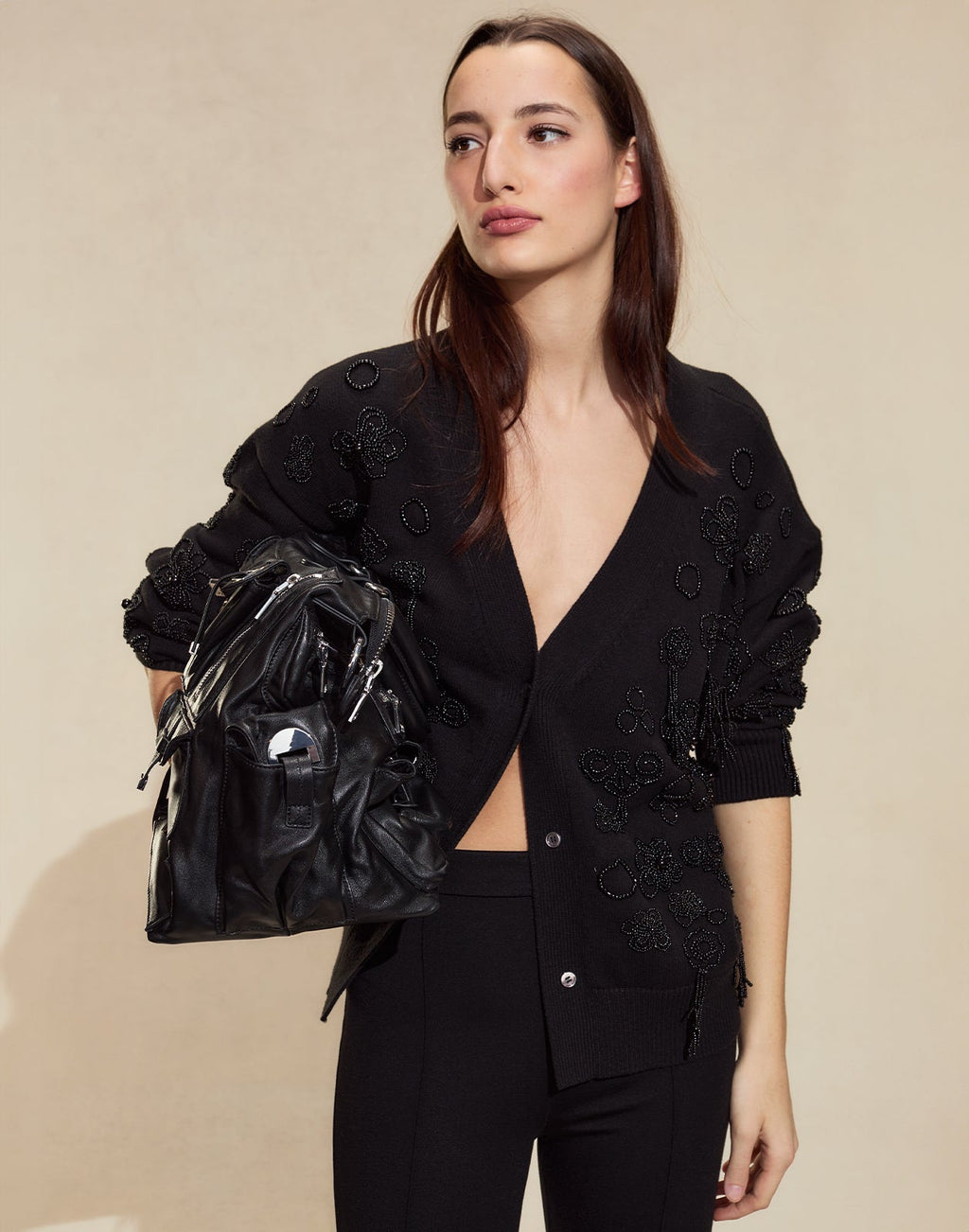 Cynthia Rowley Paloma Boyfriend Cardigan - Black