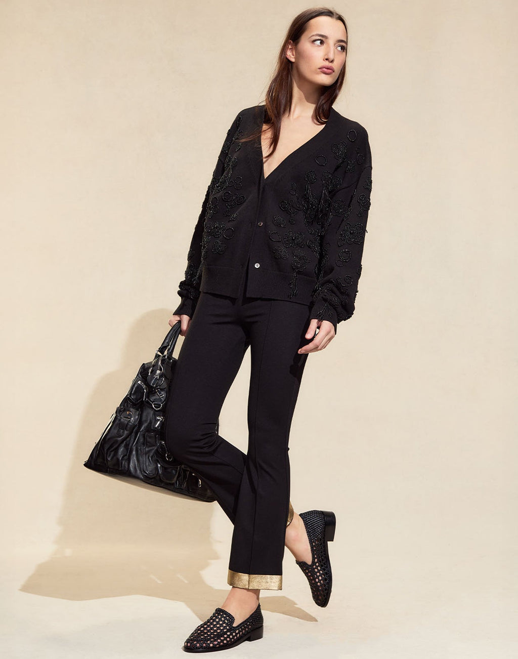 Cynthia Rowley Paloma Boyfriend Cardigan - Black