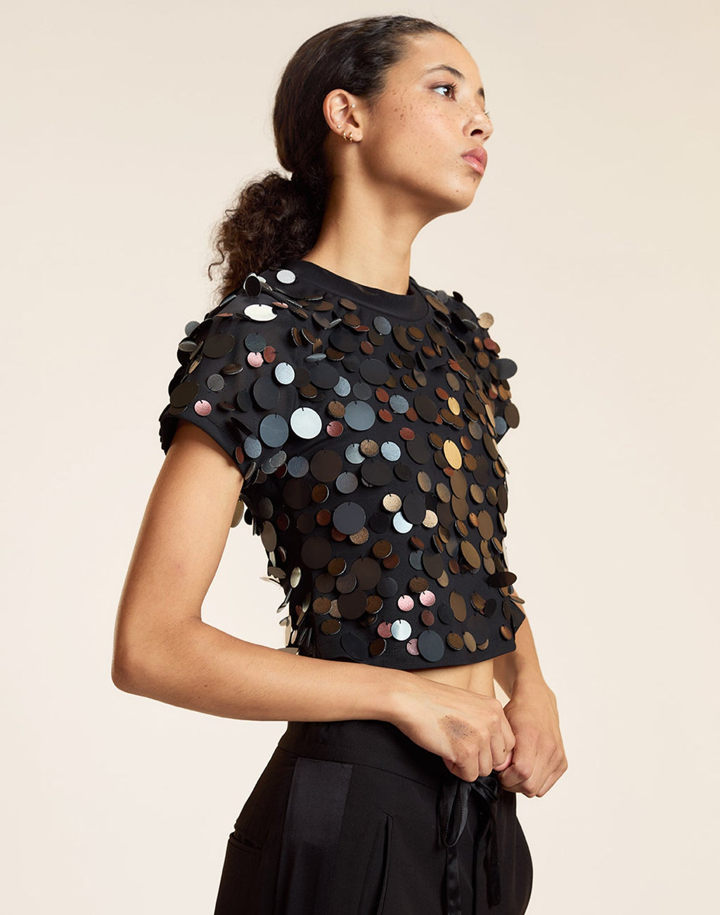 Cynthia Rowley Paola Paillette Top - Black