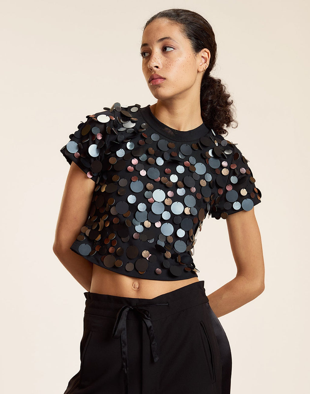 Cynthia Rowley Paola Paillette Top - Black