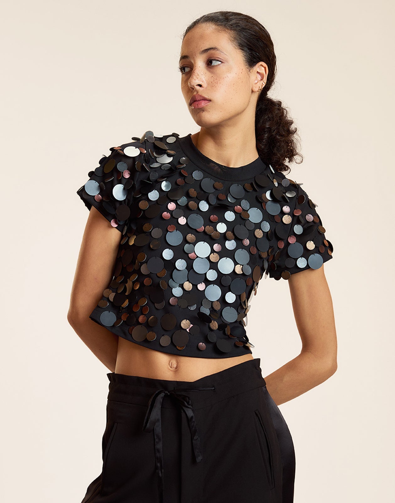 Cynthia Rowley Paola Paillette Top - Black