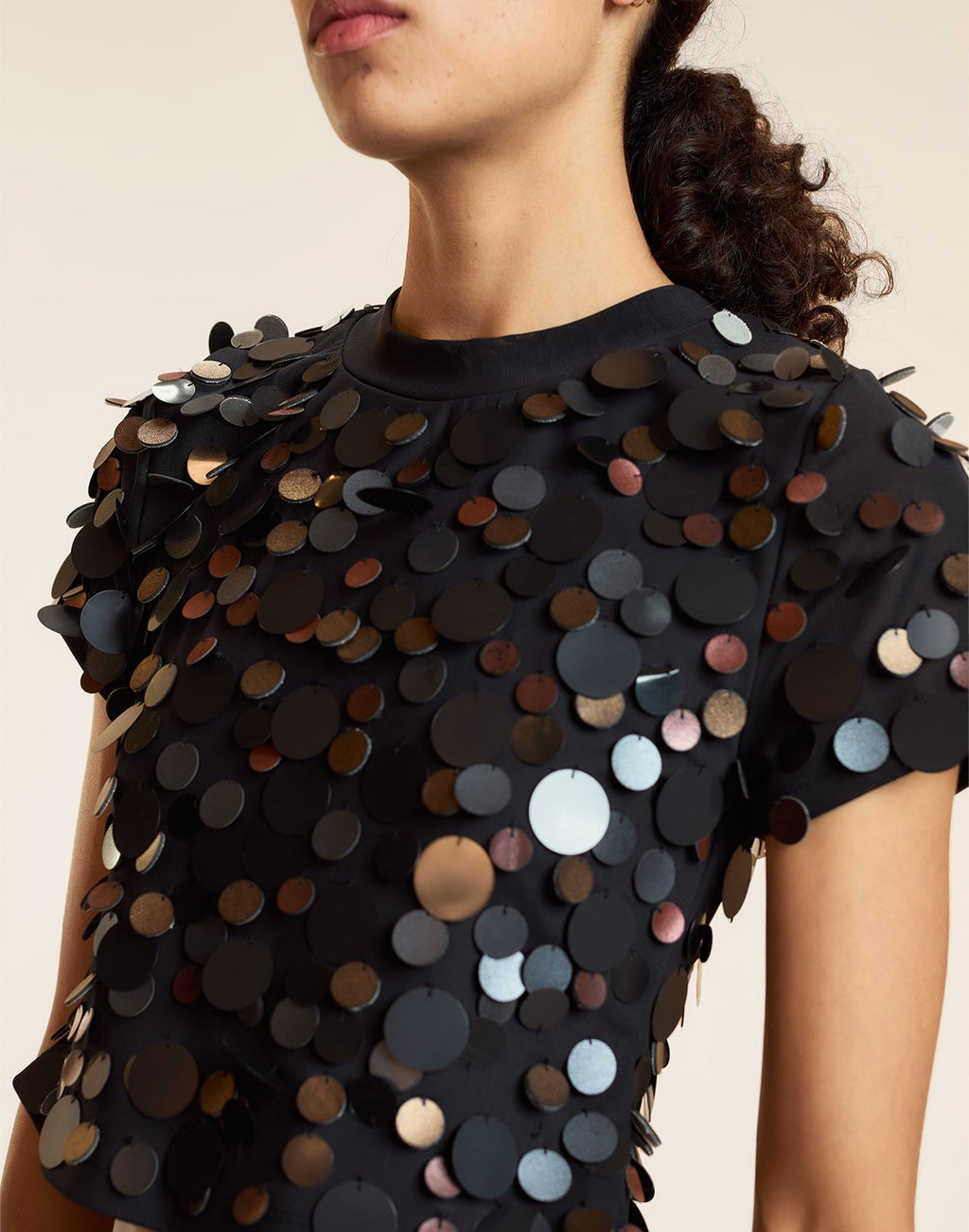 Cynthia Rowley Paola Paillette Top - Black
