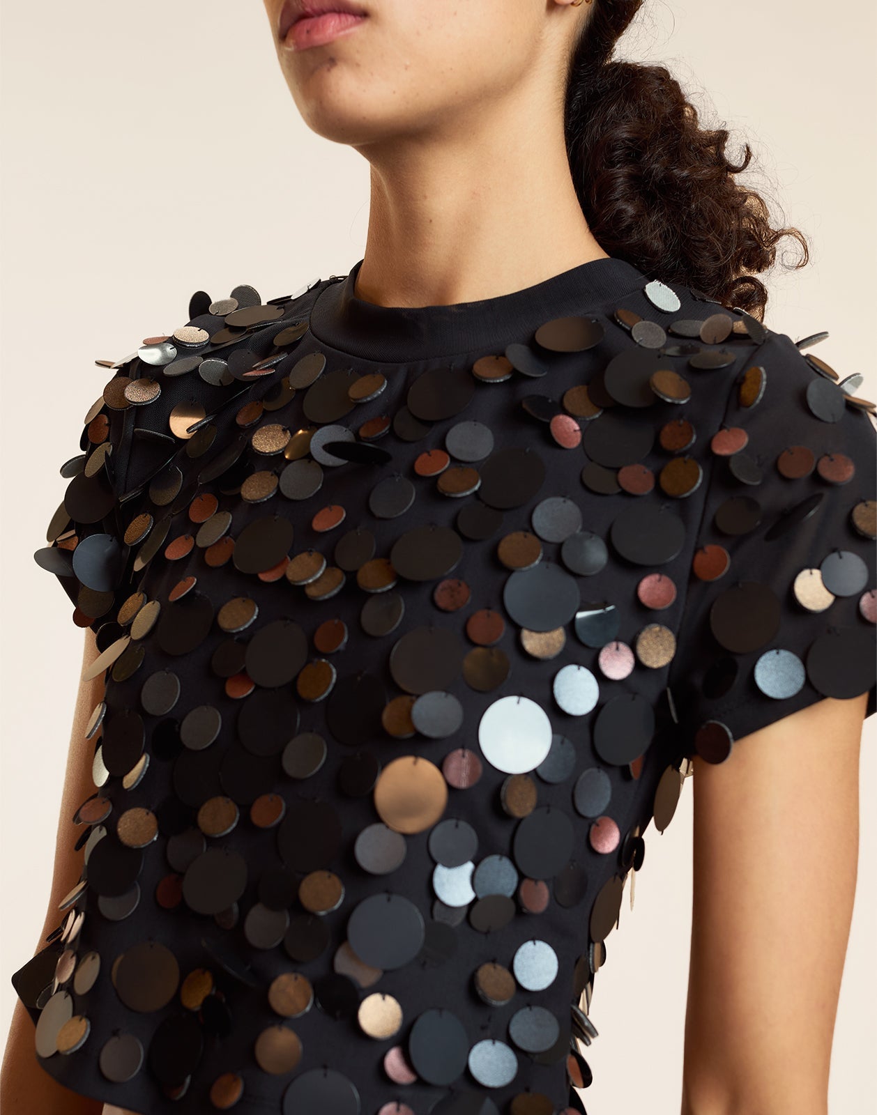 Cynthia Rowley Paola Paillette Top - Black
