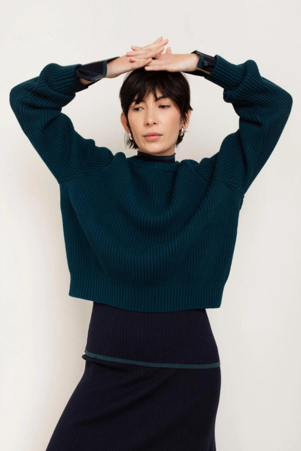 Paper Label Avery Crew Neck Sweater - Teal