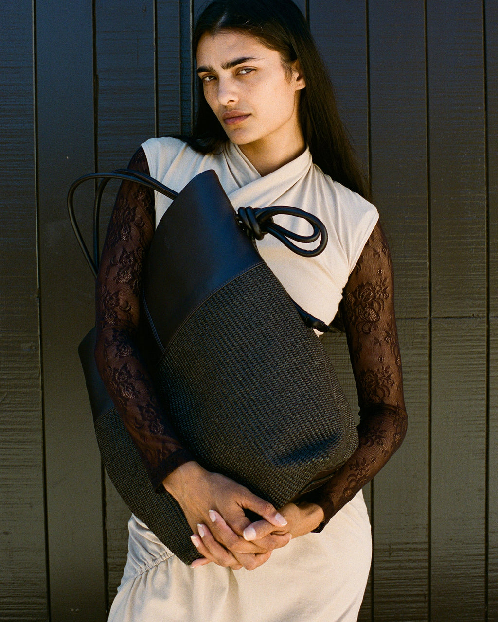 Pari Desai Calla Tote Espresso Leather/Espresso Raffia