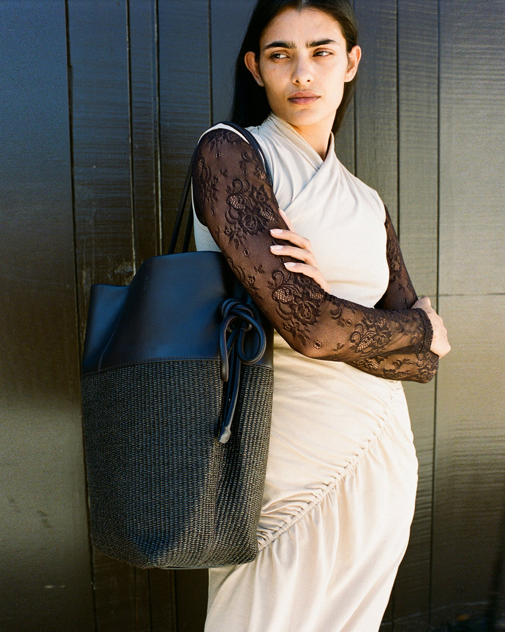 Pari Desai Calla Tote Espresso Leather/Espresso Raffia