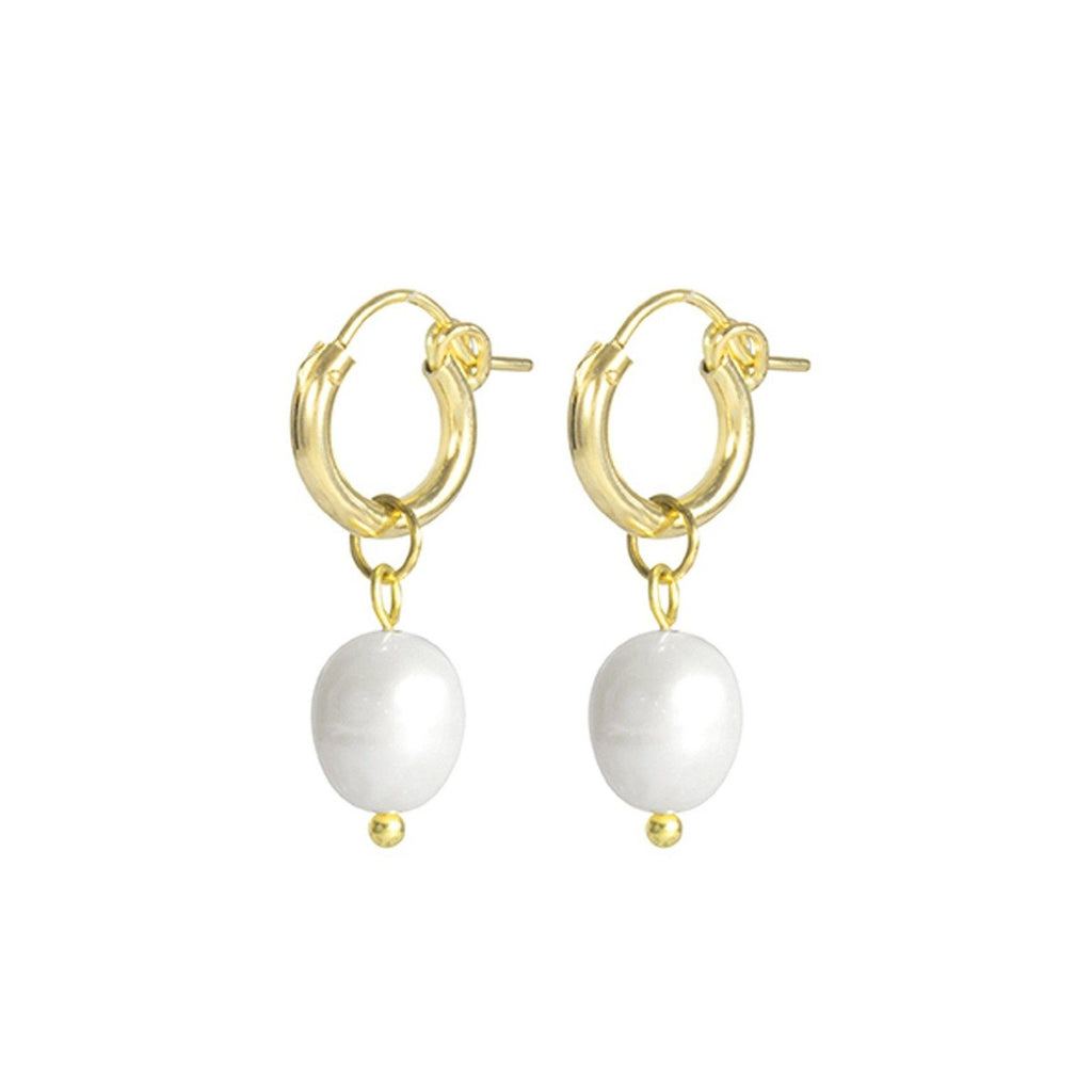 Katie Dean Jewelry Pearl Hoops - Gold