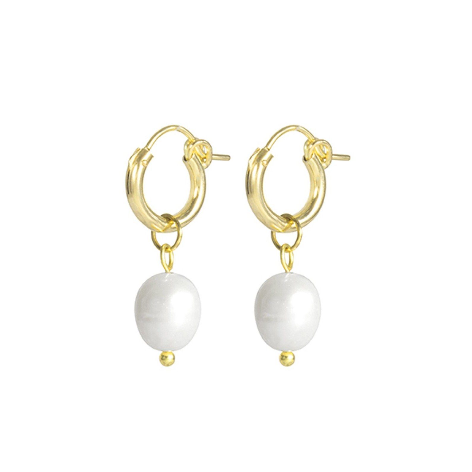 Katie Dean Jewelry Pearl Hoops - Gold