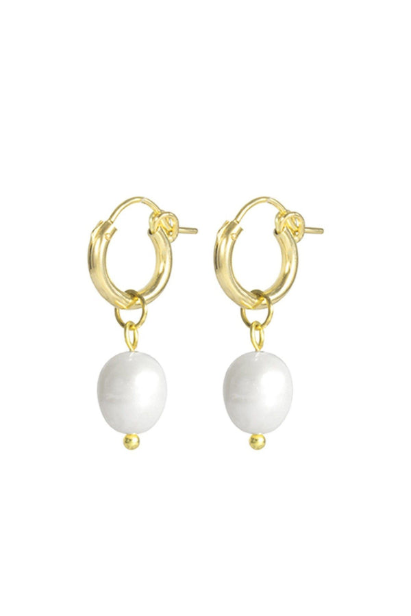 Katie Dean Jewelry Pearl Hoops - Gold