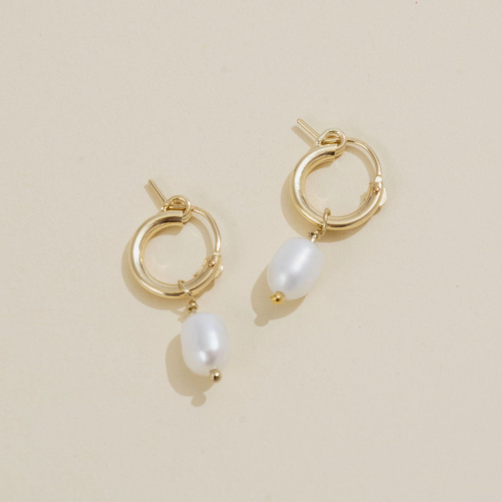 Katie Dean Jewelry Pearl Hoops - Gold