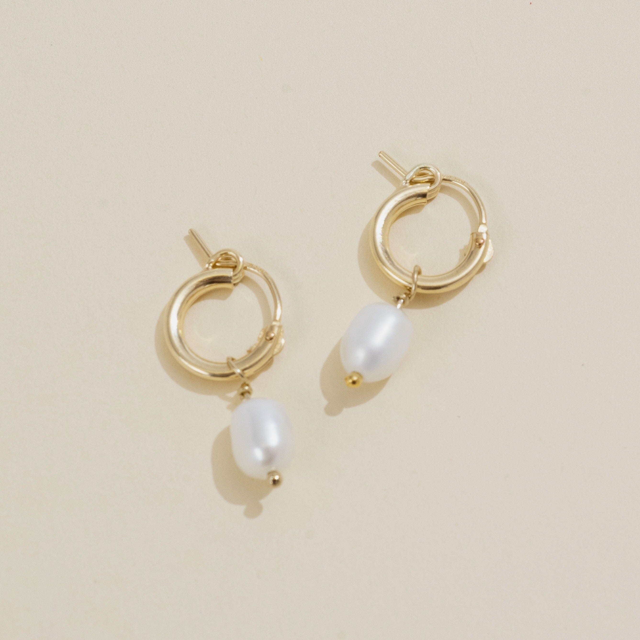 Katie Dean Jewelry Pearl Hoops - Gold