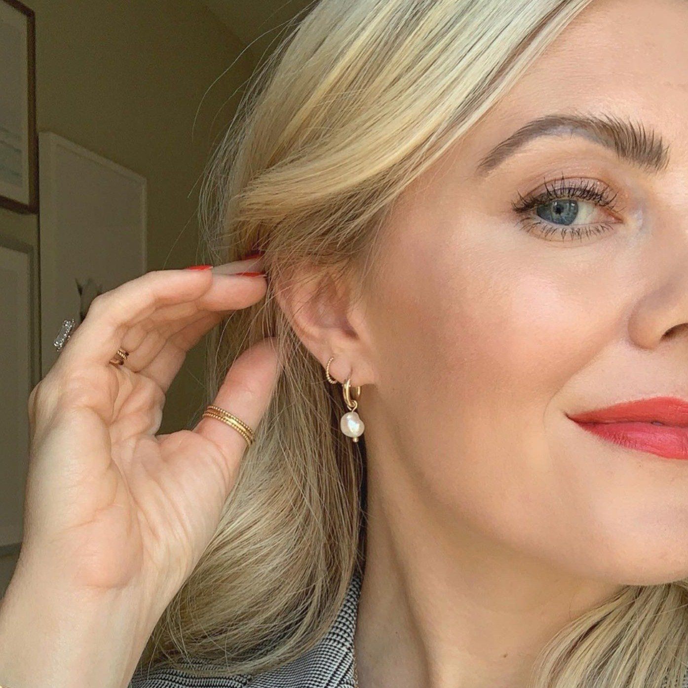 Katie Dean Jewelry Pearl Hoops - Gold