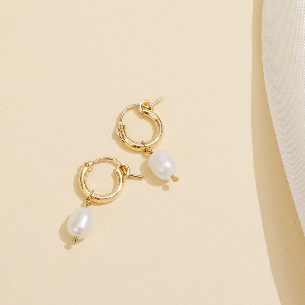Katie Dean Jewelry Pearl Hoops - Gold
