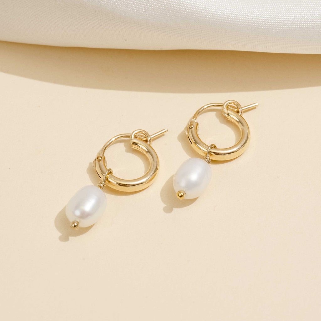 Katie Dean Jewelry Pearl Hoops - Gold
