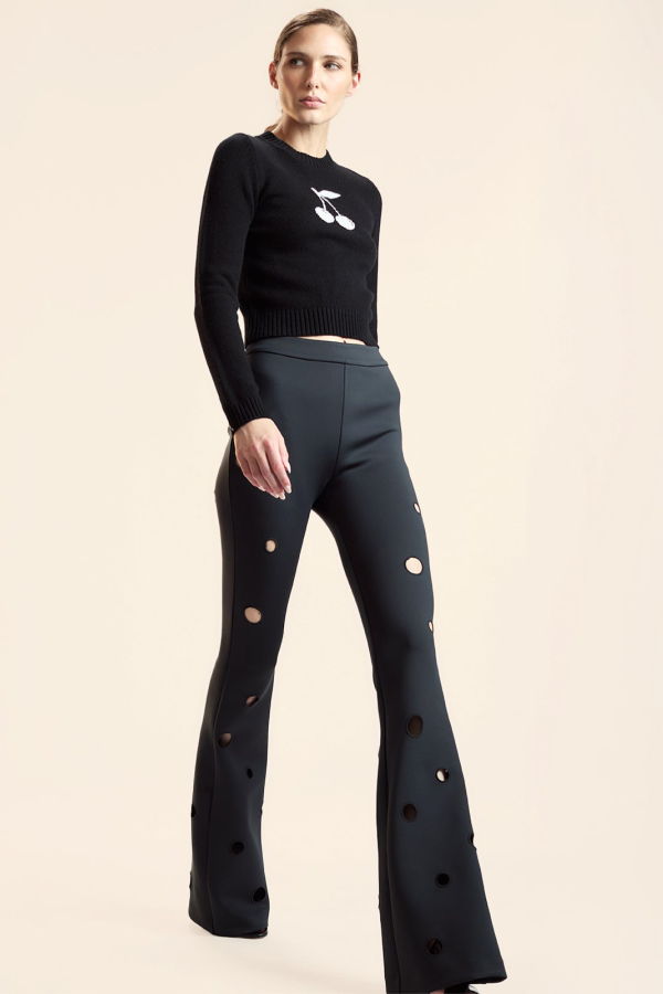 Cynthia Rowley Peekaboo Bonded Pant - Black