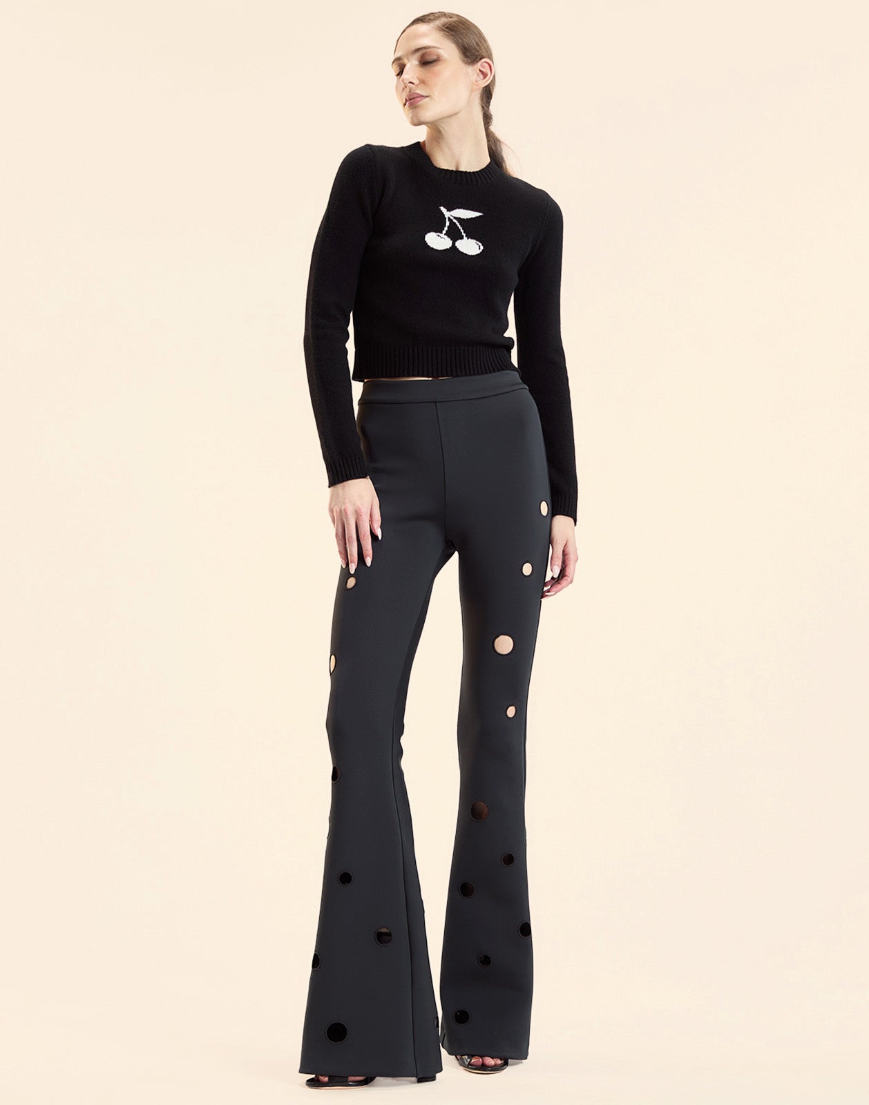 Cynthia Rowley Peekaboo Bonded Pant - Black