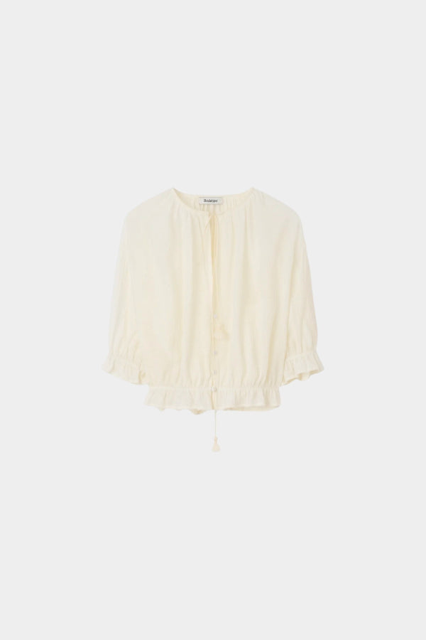 Rodebjer Perla Plissé Blouse - Gardenia Cream