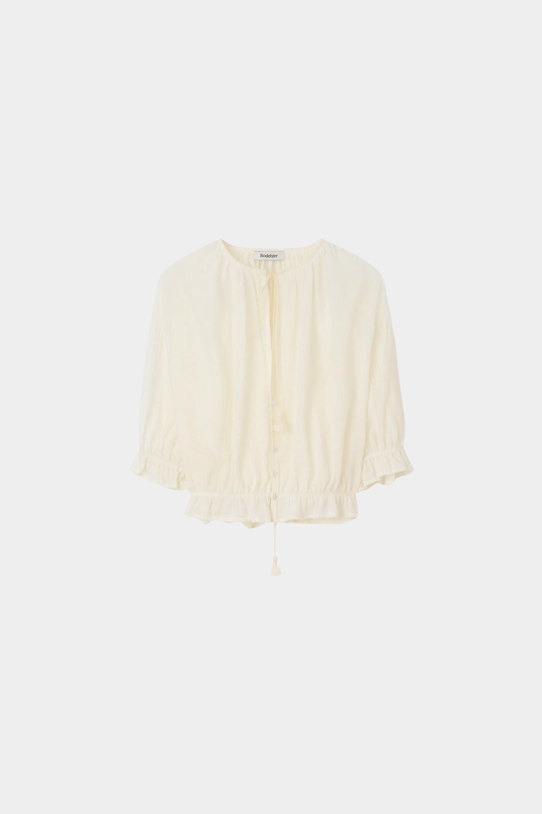 Rodebjer Perla Plissé Blouse - Gardenia Cream