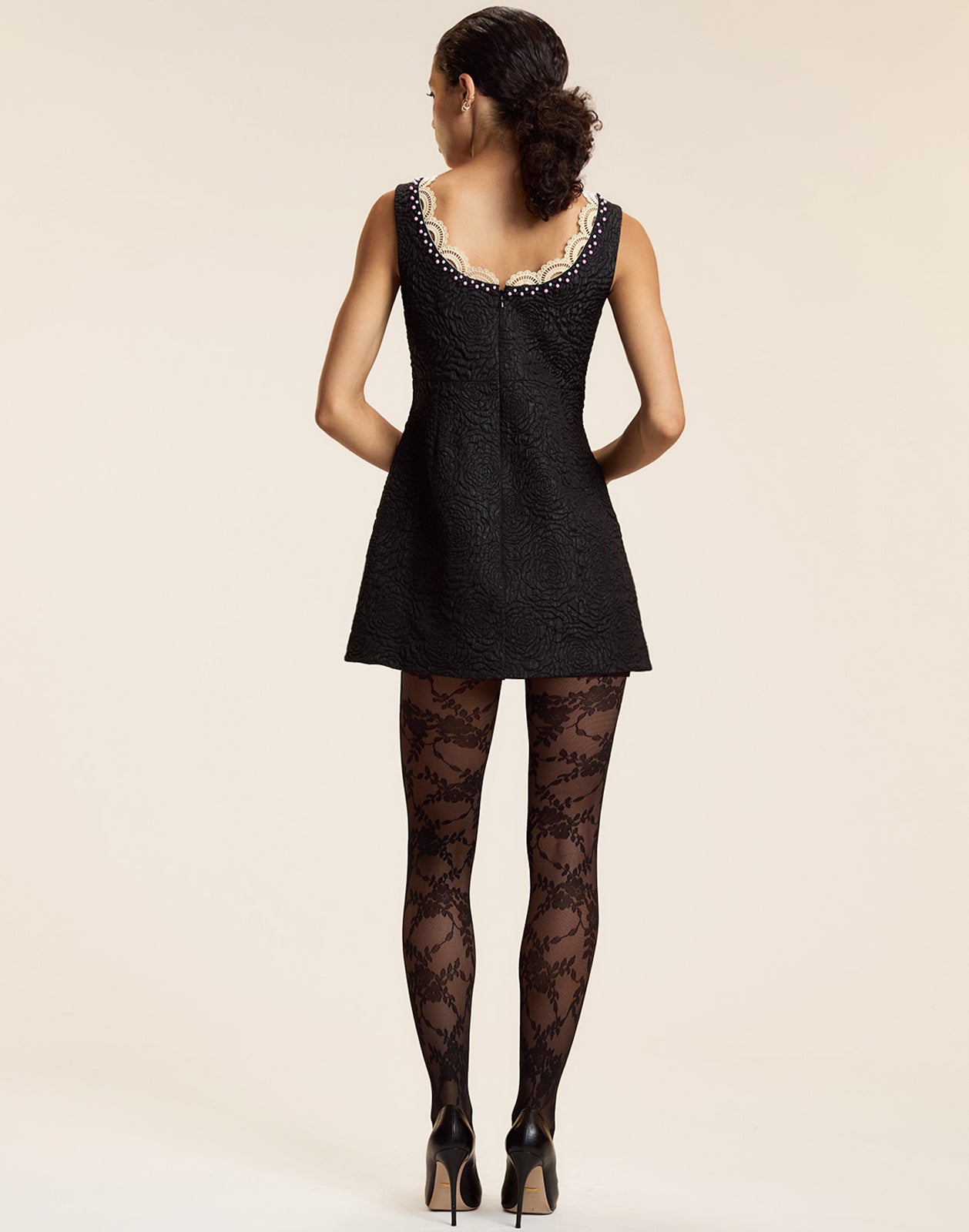 Cynthia Rowley Petit Four Lace Trim Dress - Black