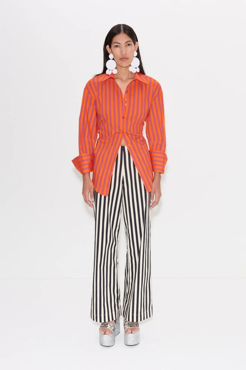 Simon Miller Pia Poplin Pant - Black-White Stripe