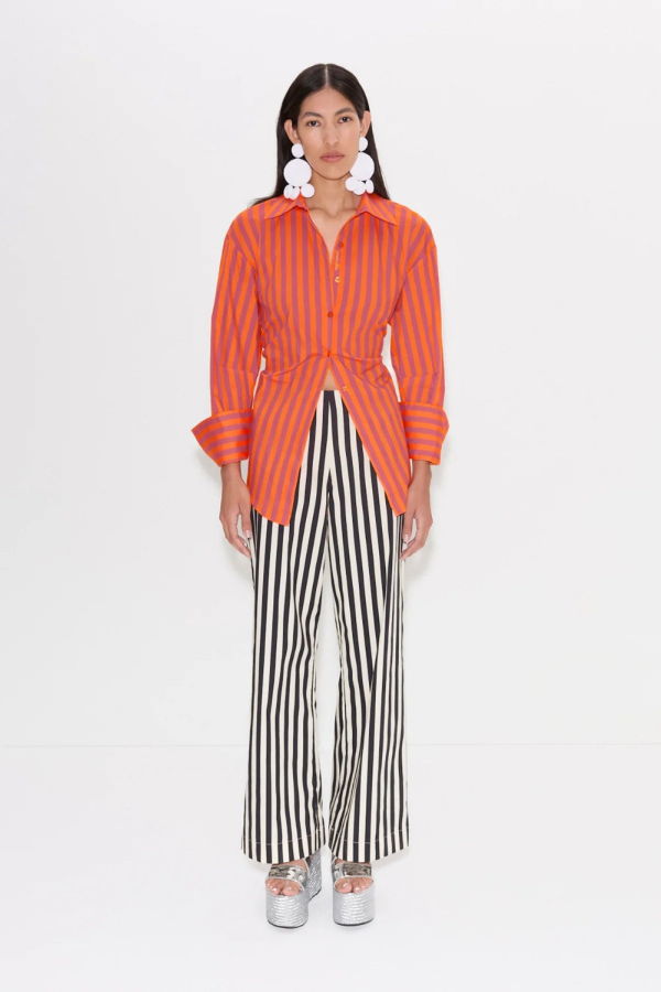 Simon Miller Pia Poplin Pant - Black-White Stripe