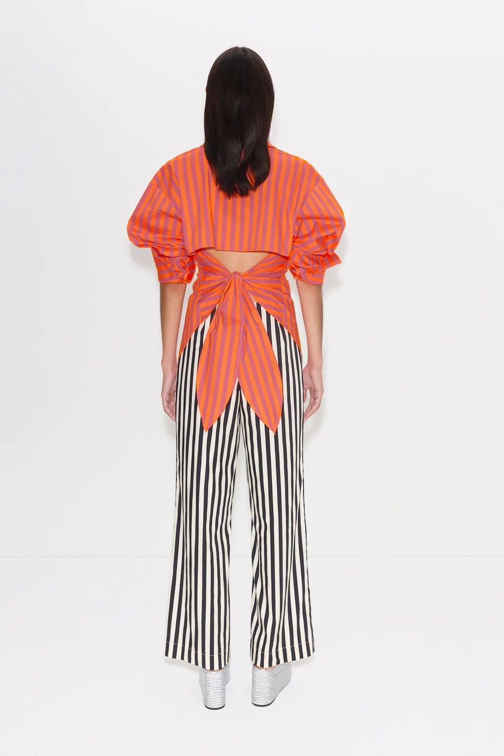 Simon Miller Pia Poplin Pant - Black-White Stripe