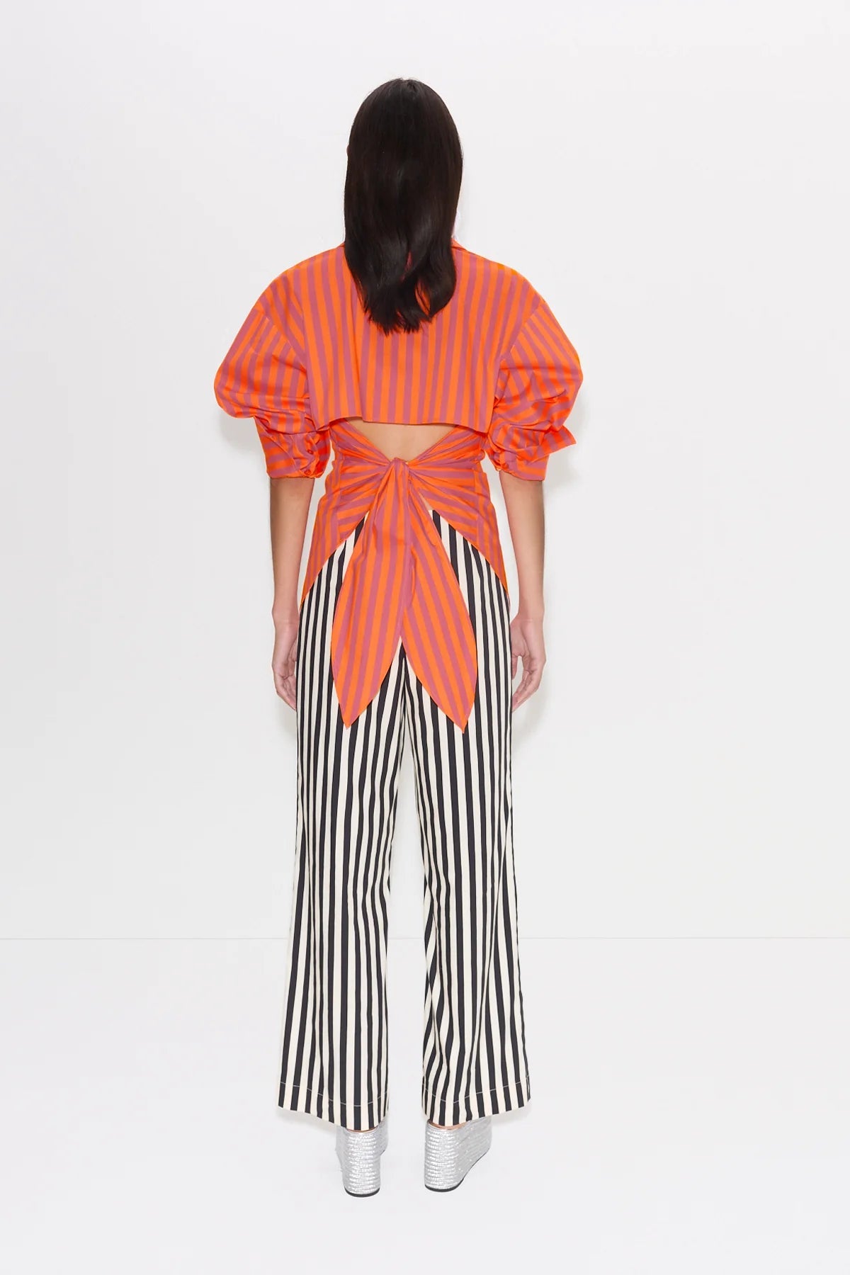 Simon Miller Pia Poplin Pant - Black-White Stripe