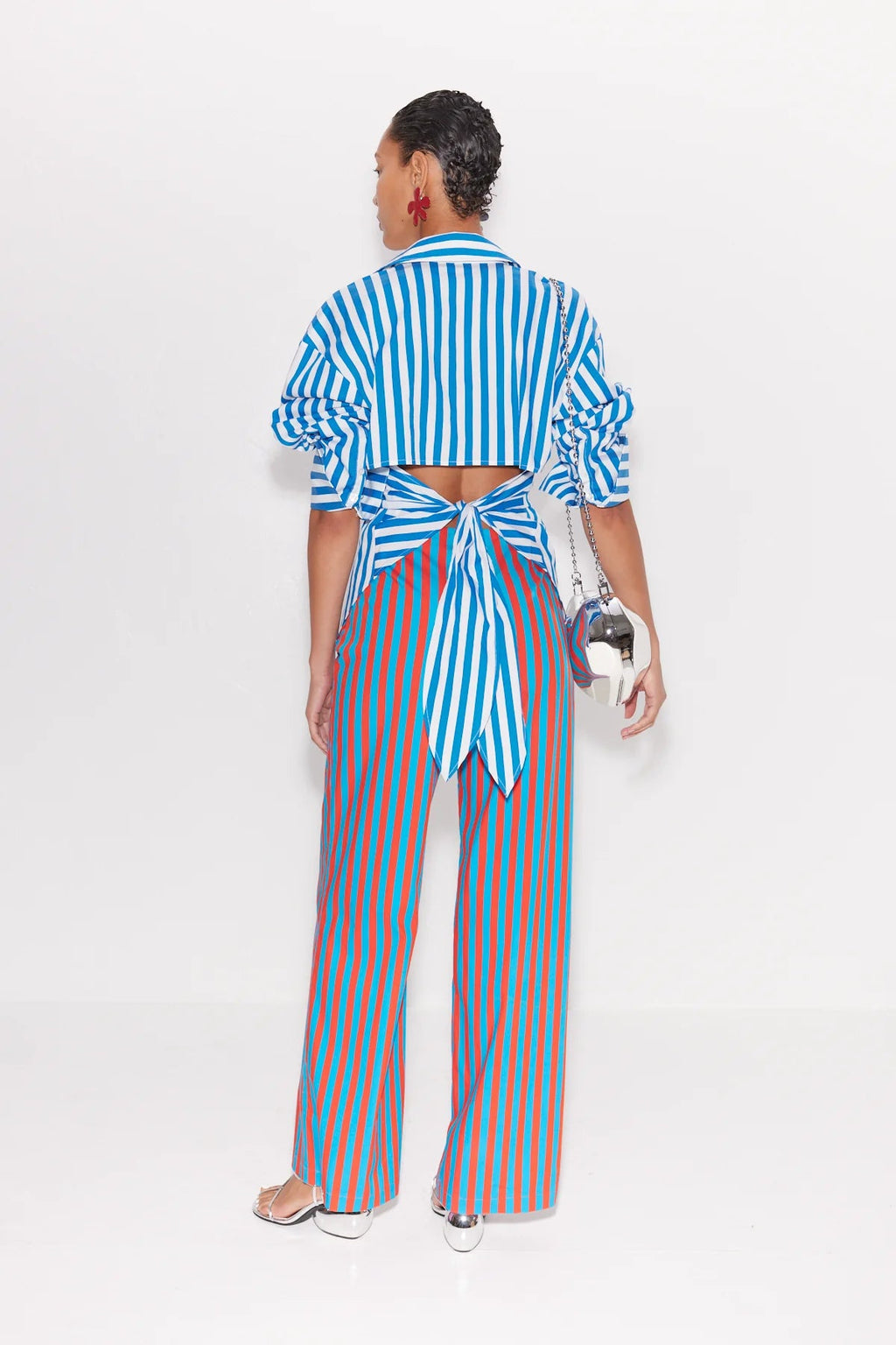 Simon Miller Pia Poplin Pants - Blue-Paprika Stripe