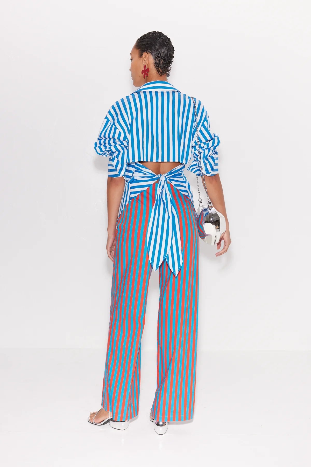 Simon Miller Pia Poplin Pants - Blue-Paprika Stripe
