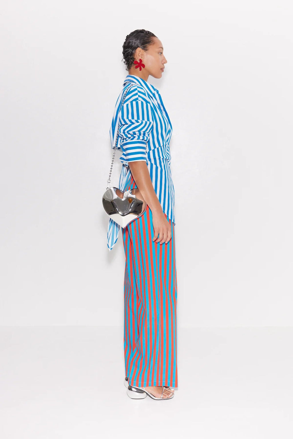 Simon Miller Pia Poplin Pants - Blue-Paprika Stripe