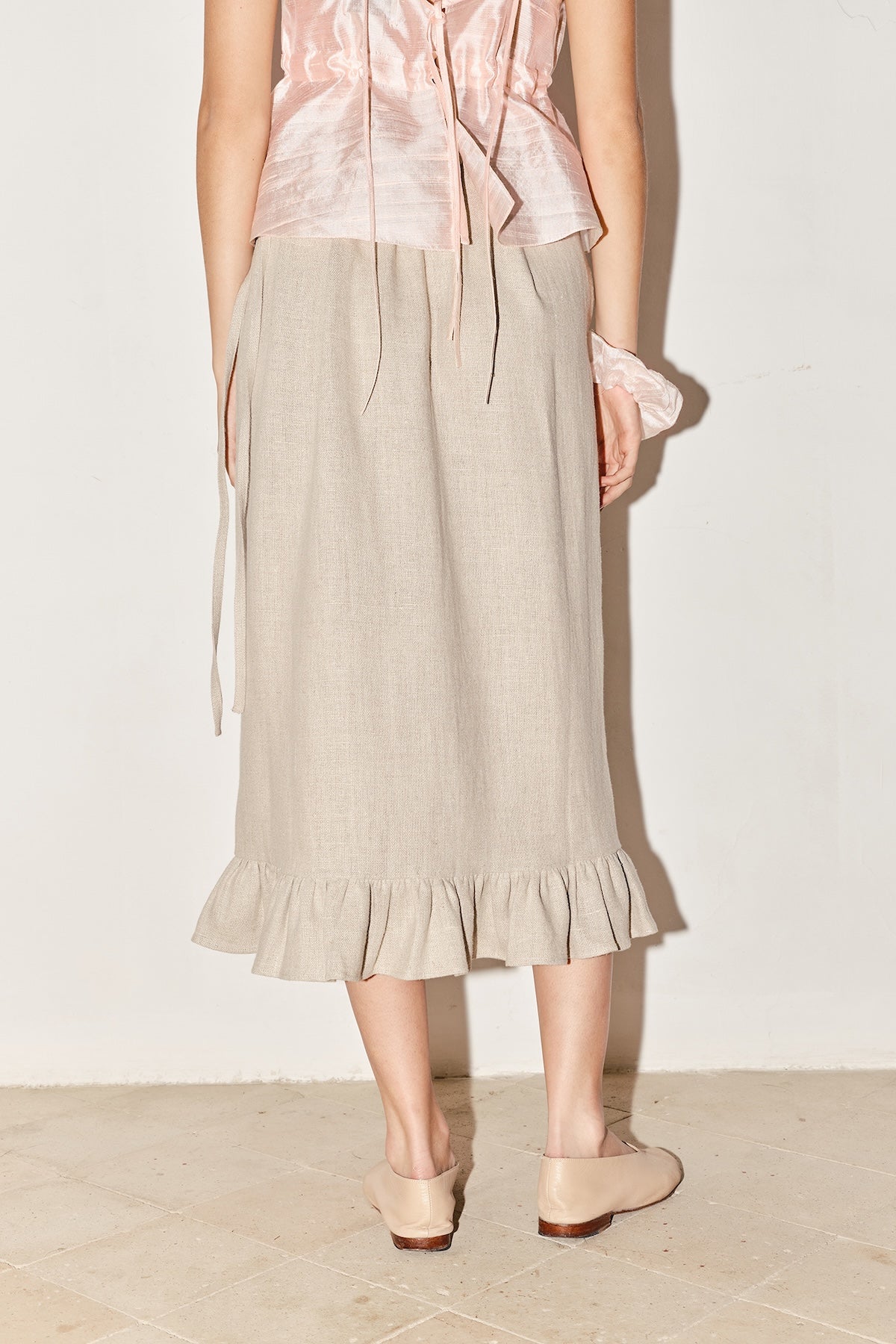 Datura Heavy Linen Ruffle Skirt - Piedra