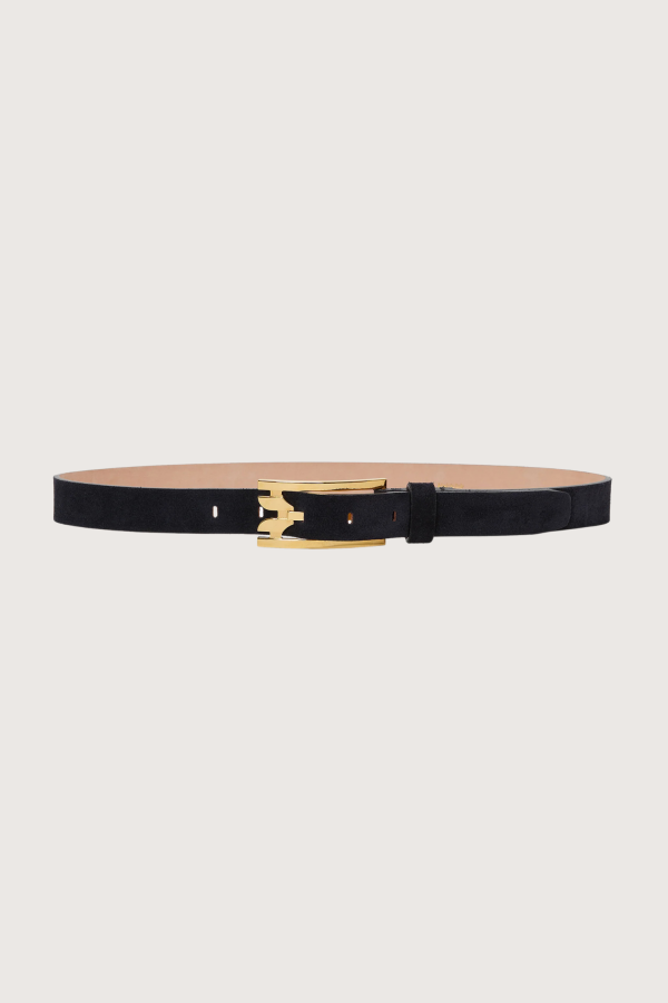 Victoria Beckham Pin Buckle Suede Belt - Navy