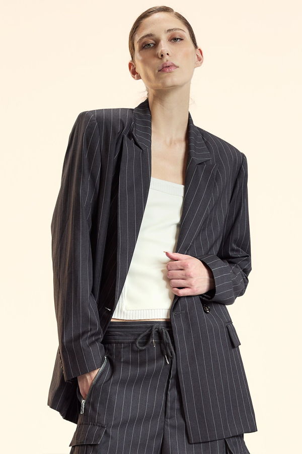 Cynthia Rowley Pinstripe Blazer - Heather Grey