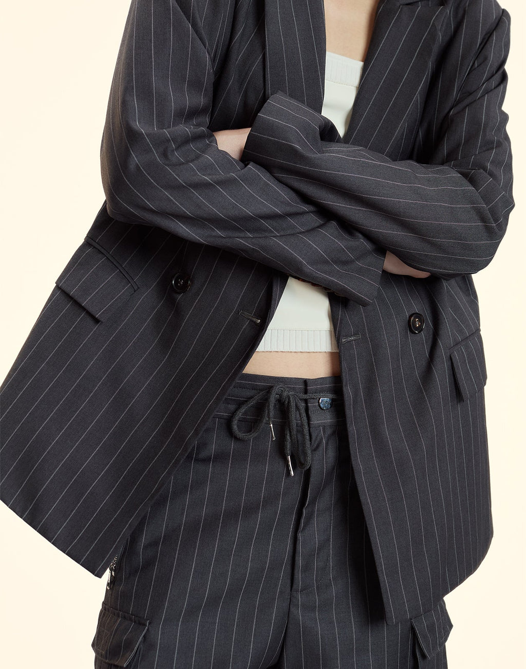Cynthia Rowley Pinstripe Blazer - Heather Grey