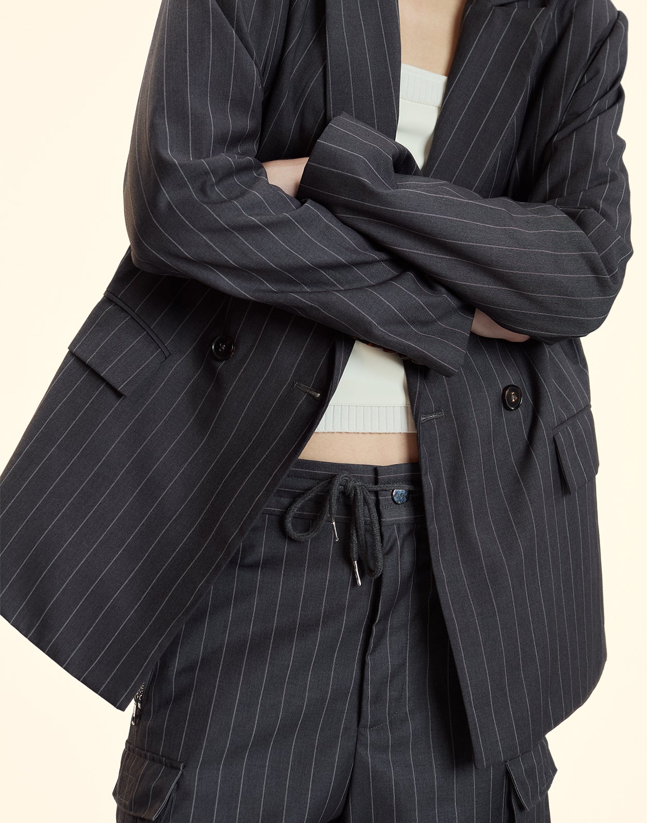 Cynthia Rowley Pinstripe Blazer - Heather Grey