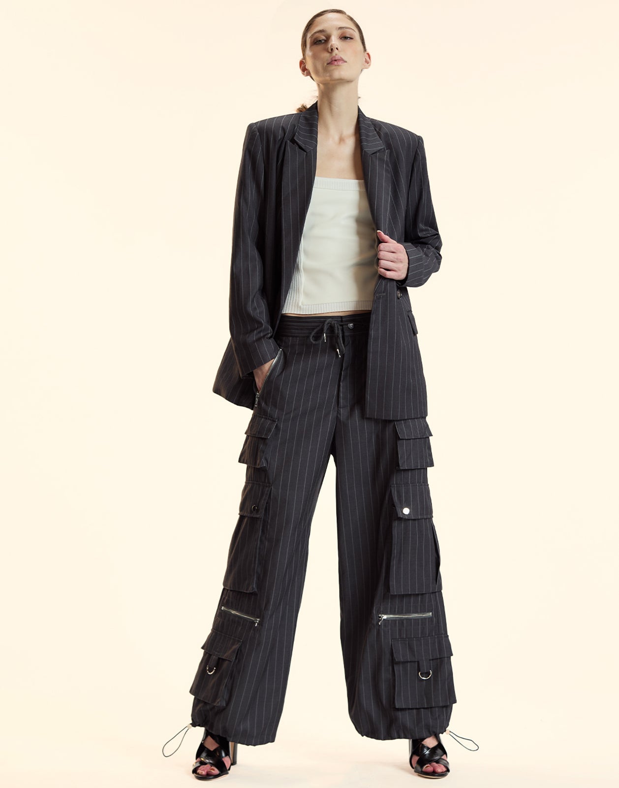 Cynthia Rowley Pinstripe Blazer - Heather Grey