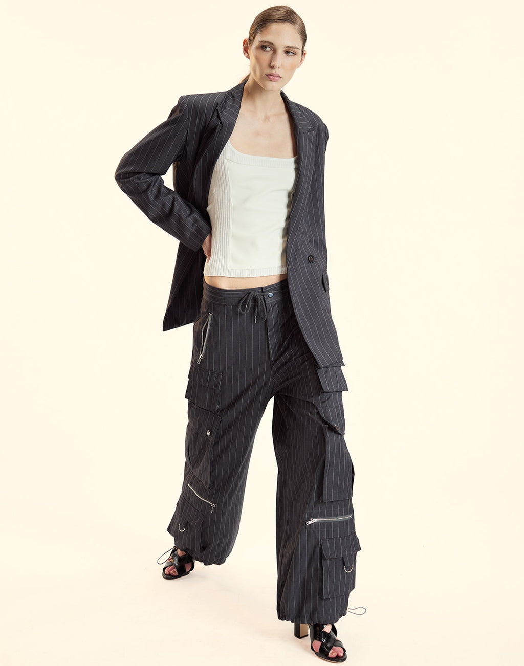 Cynthia Rowley Pinstripe Blazer - Heather Grey