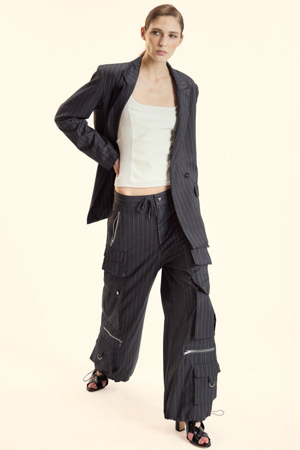 Cynthia Rowley Pinstripe Cargo Pants - Grey