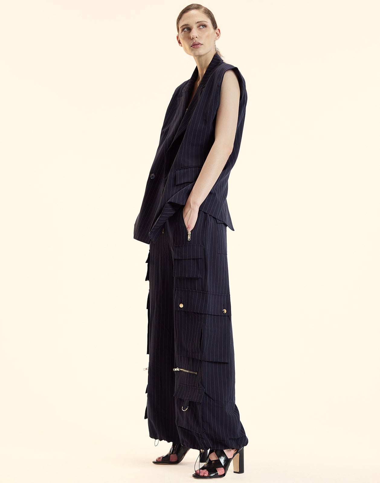 Cynthia Rowley Pinstripe Vest - Navy/Ivory